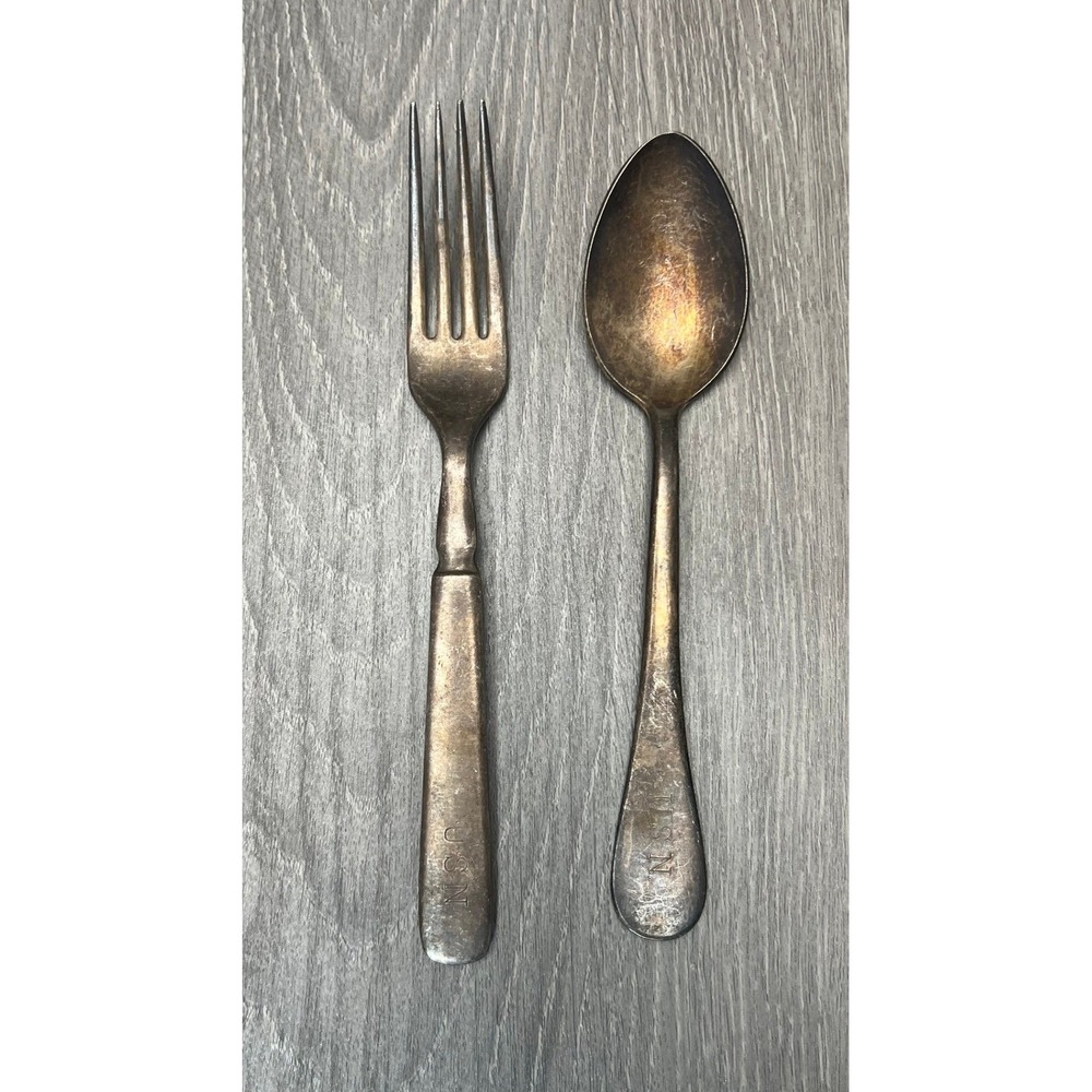 Vintage Reed & Barton USN US Navy Silverplate Fork and Spoon Flatware Set